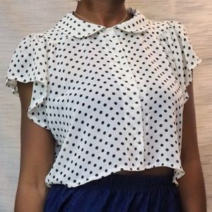 Polka Dot Button Down Crop Top